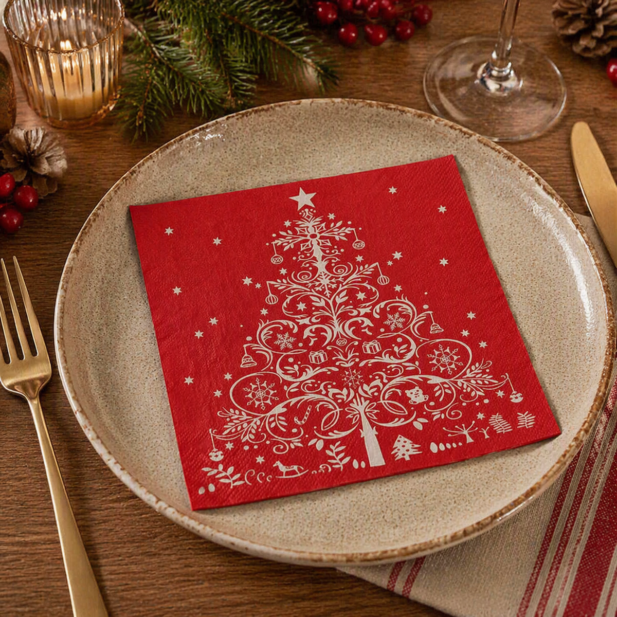 Gala Christmas Tree Napkins 33cm (Pack of 20)