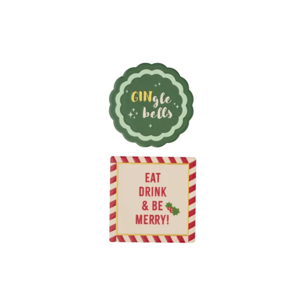 Gala Xmas Cocktail Ceramic Coaster Assorted 10cm (price per item)