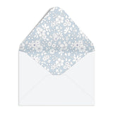 Galison Liberty Notecard Set Pack of 16, top view of boxed notecard set with floral designs and matching envelopes