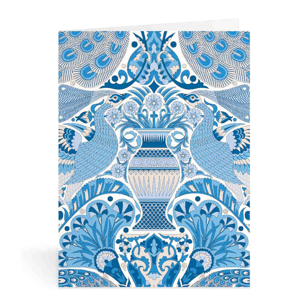 Galison Liberty Notecard Set Pack of 16, top view of boxed notecard set with floral designs and matching envelopes
