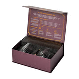 Open Gentlemen's Hardware On The Rocks Whisky Kit gift box showcasing the presentation of the included whisky glasses, granite whisky stones, tongs, and printed whisky tasting guide inside the lid.