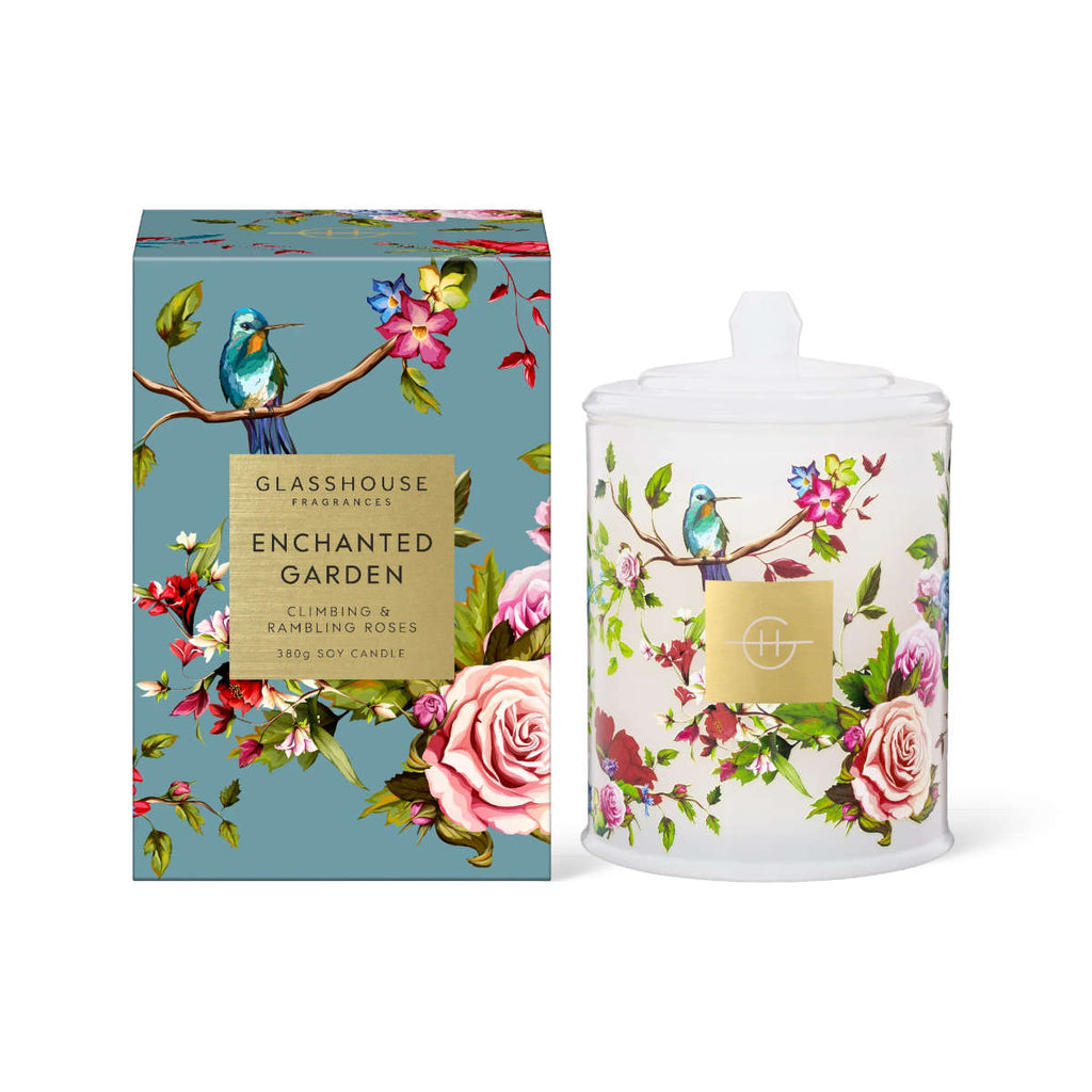 Glasshouse Fragrances Enchanted Garden Soy Candle Climbing & Rambling Roses 380g | Minimax