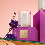 Glasshouse Fragrances Music City Candle 60g, small scented candle in glass jar with lid featuring signature label design