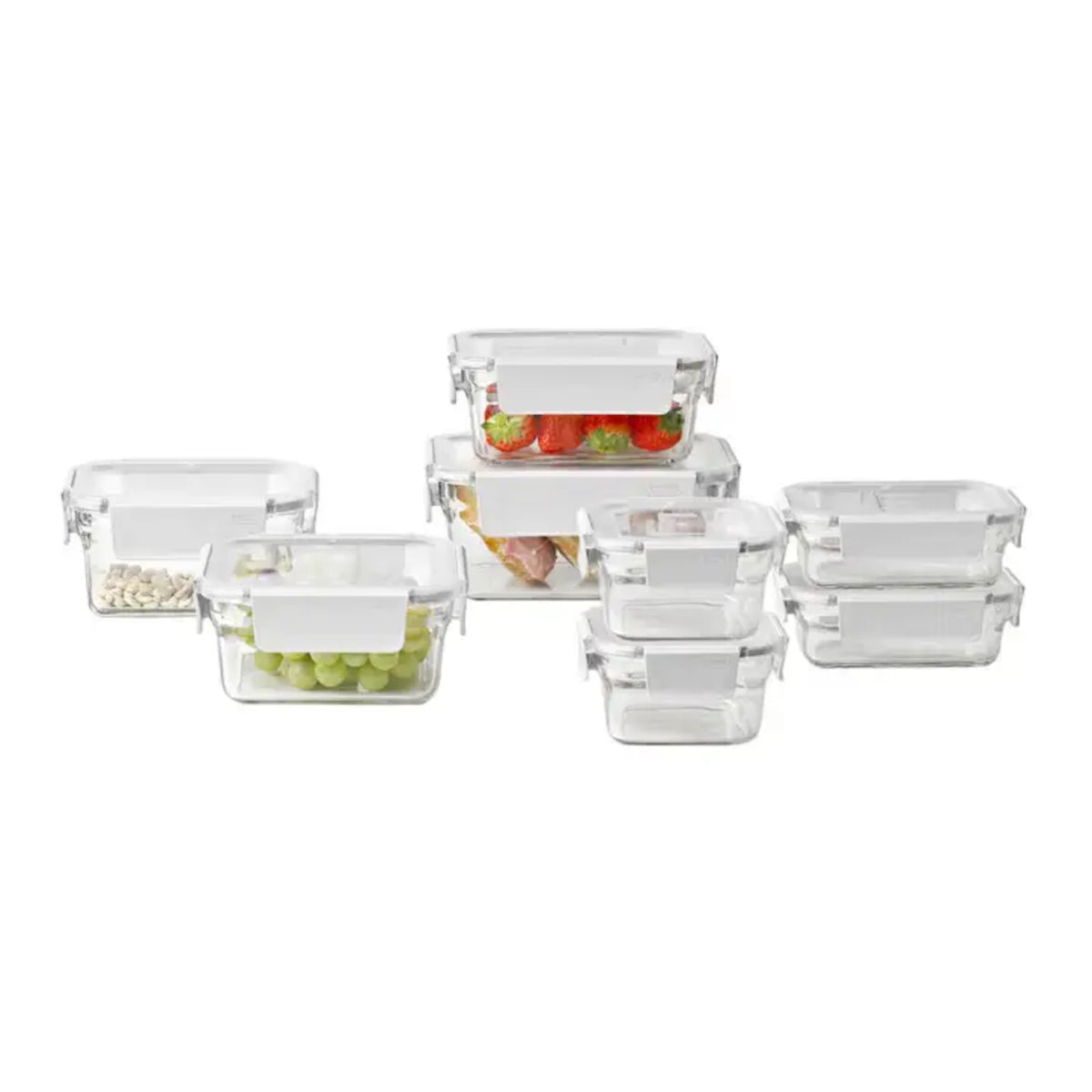 Glasslock Premium Food Container Set White 8 Piece