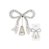 Swing Gift Glitter Bow Tree Topper Champagne – jeweled bow with sparkling finish