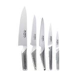 Global Katana 6 piece knife set, stainless steel Japanese knives including chef, bread, utility and paring knives