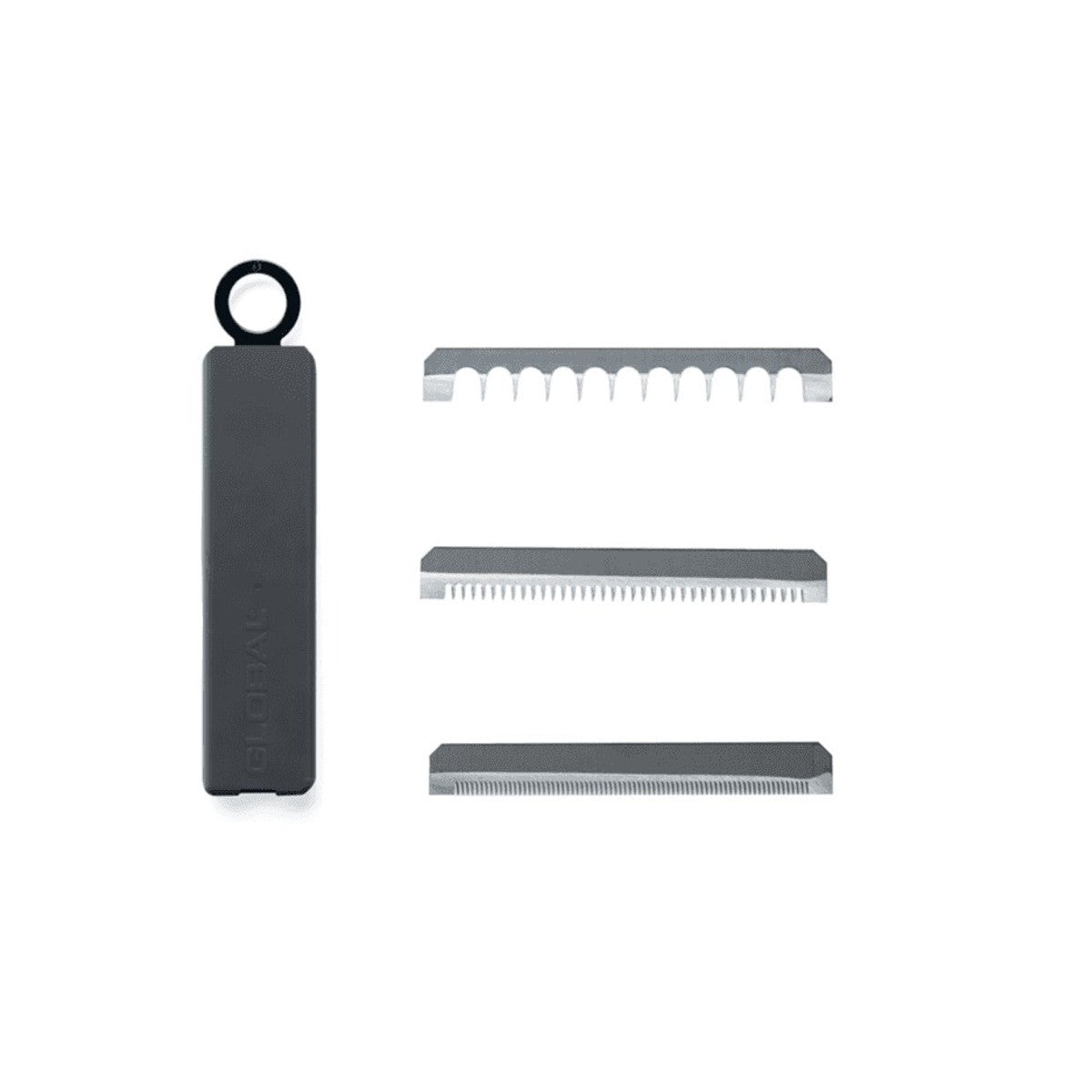 Global Mandoline Slicer 9.5cm – professional-grade kitchen slicer with stainless steel blades and interchangeable cutting inserts.