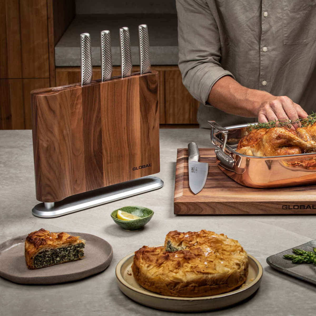 Global UKU Knife Block Walnut 6 Piece | Minimax