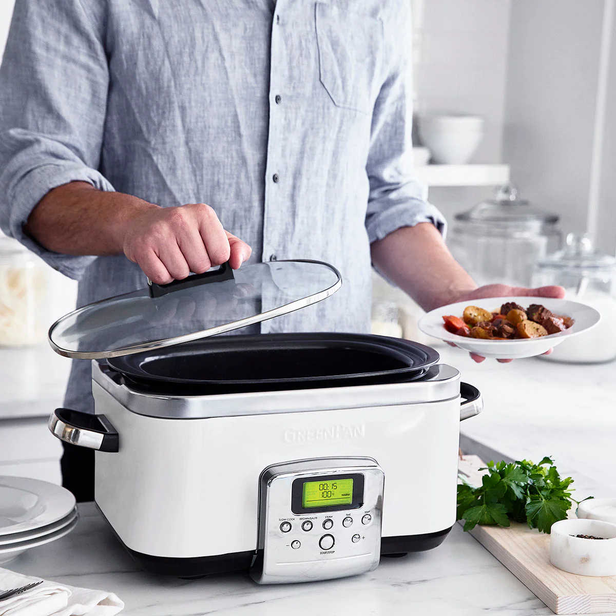 GreenPan Elite Slow Cooker Cloud Cream 6L | Minimax