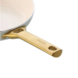 Image 4: GreenPan Padova Frypan Cream 20cm – close-up of gold handle engraved with GreenPan logo