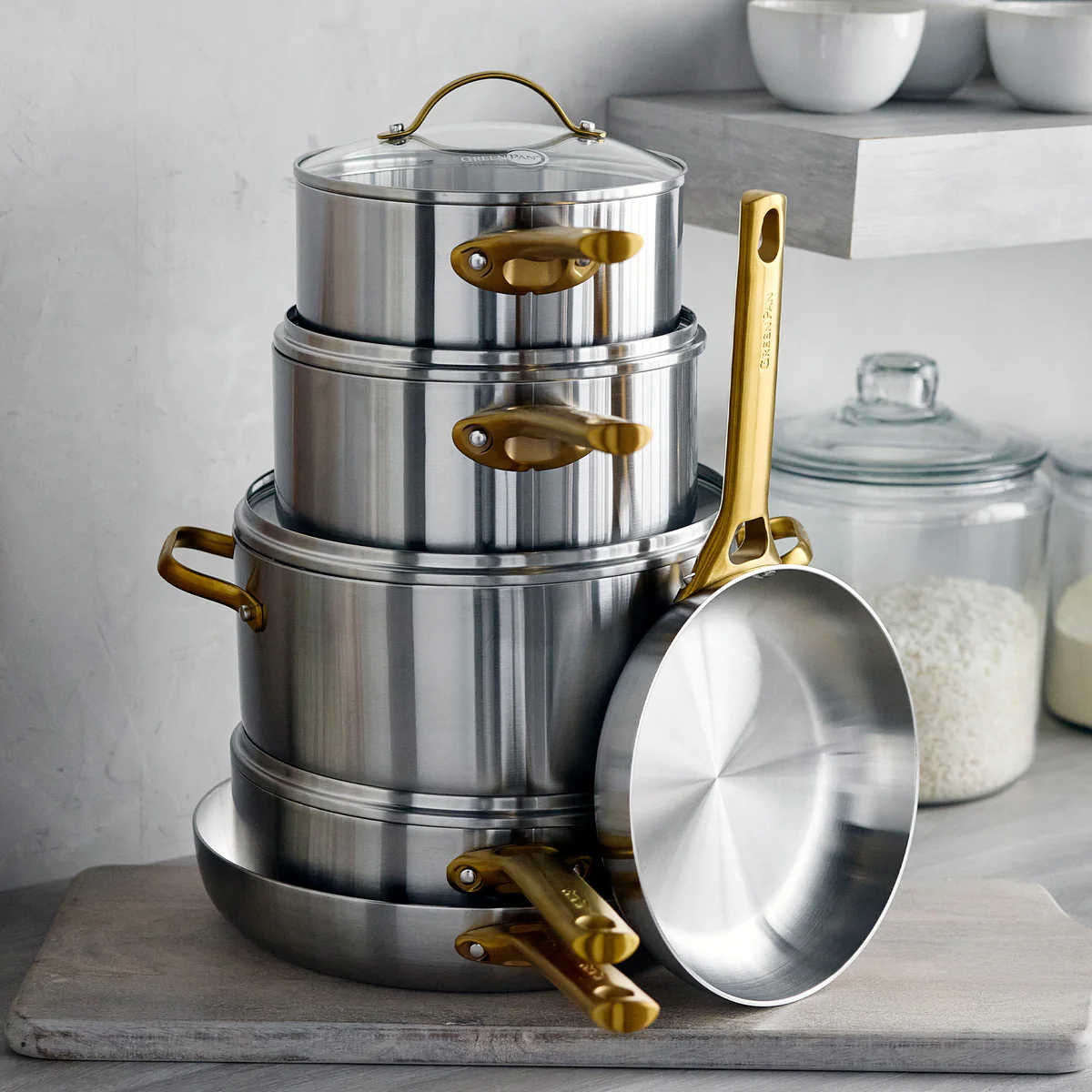 GreenPan Padova Stainless Steel Cookware Set 6 Piece | Minimax