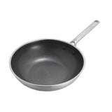 Greenpan Apex Wok 28cm, angled view of deep wok with nonstick interior and long handle