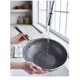 Greenpan Apex Wok 28cm, angled view of deep wok with nonstick interior and long handle