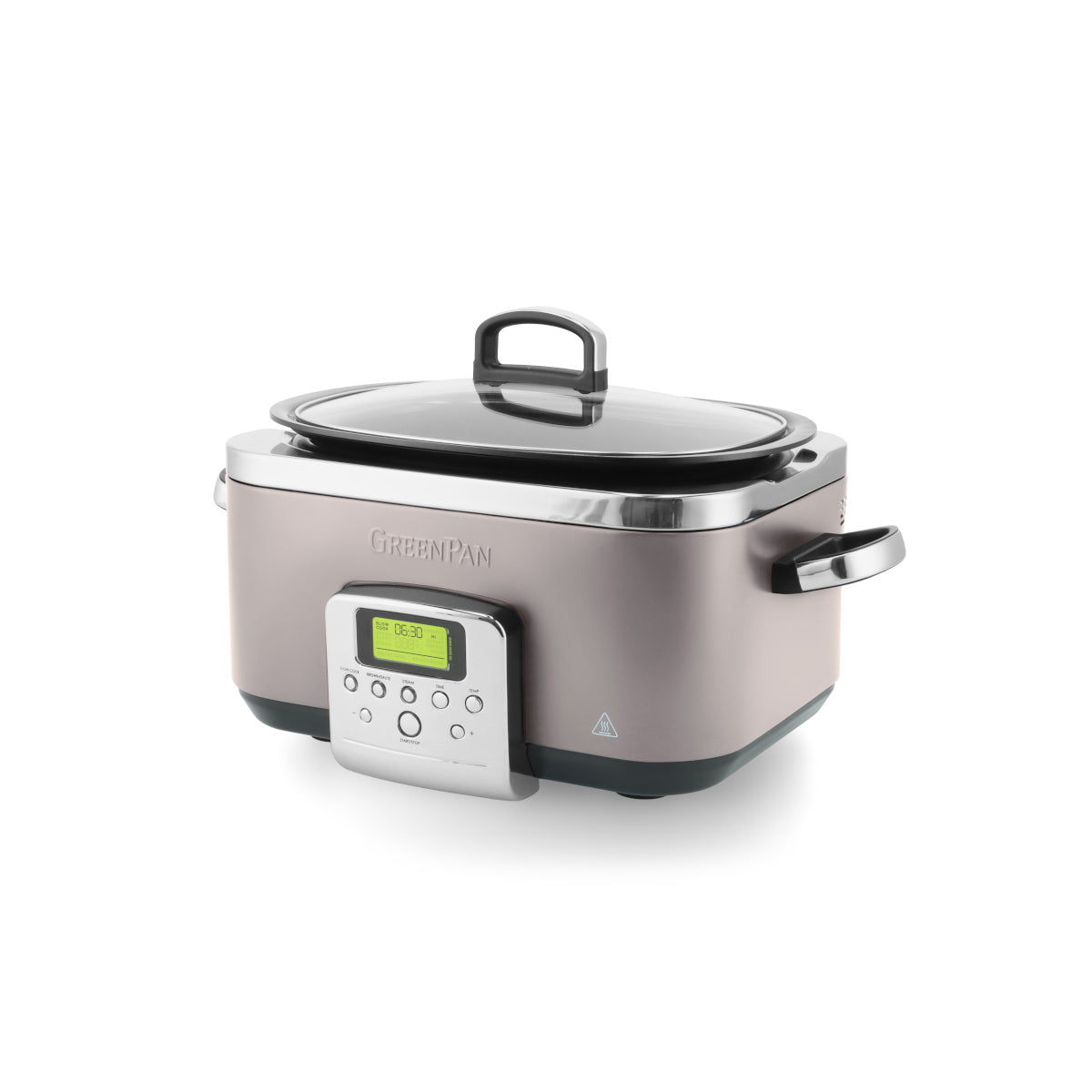 GreenPan Elite slow cooker 6L in Clay with glass lid and digital control panel