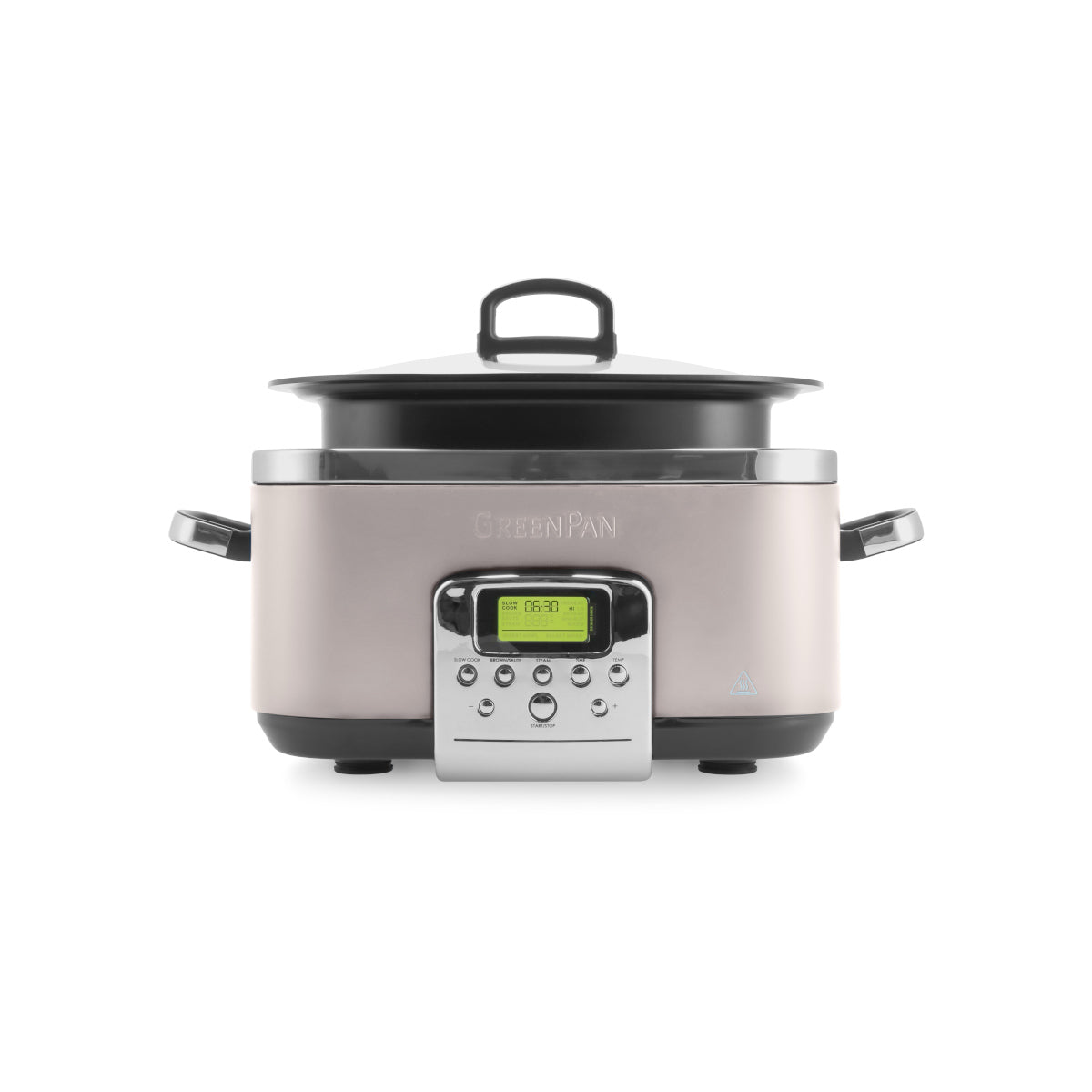 GreenPan Elite slow cooker 6L in Clay with glass lid and digital control panel