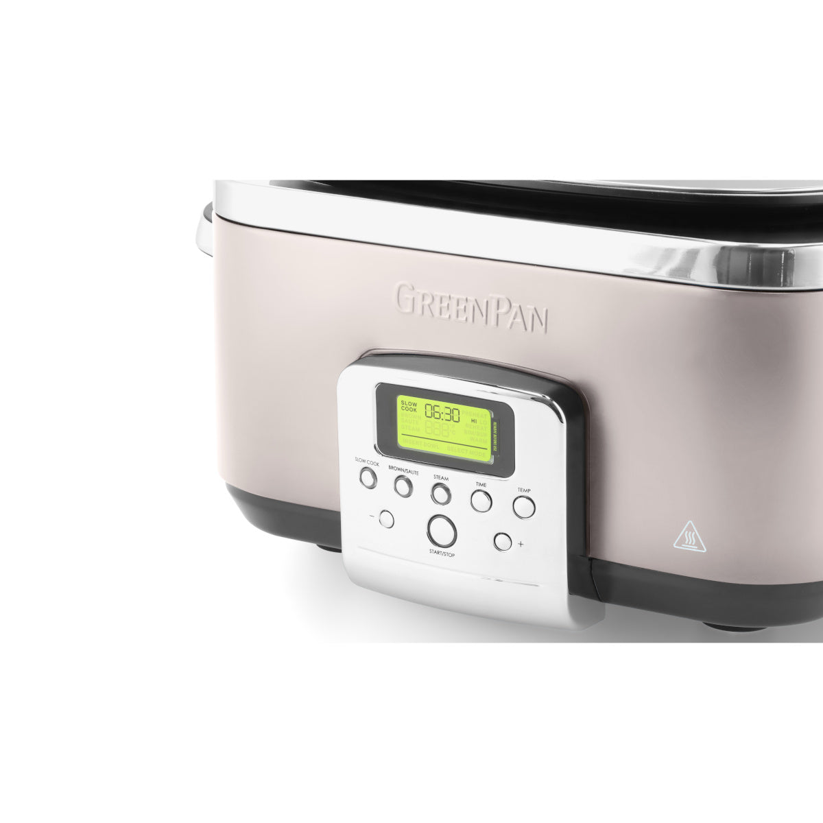 GreenPan Elite slow cooker 6L in Clay with glass lid and digital control panel