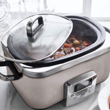 GreenPan Elite slow cooker 6L in Clay with glass lid and digital control panel