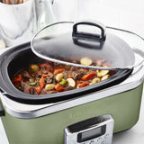 GreenPan Elite slow cooker 6L in Sage with glass lid and digital control panel