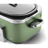GreenPan Elite slow cooker 6L in Sage with glass lid and digital control panel