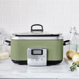 GreenPan Elite slow cooker 6L in Sage with glass lid and digital control panel