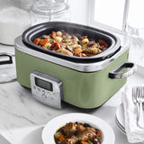 GreenPan Elite slow cooker 6L in Sage with glass lid and digital control panel