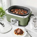 GreenPan Elite slow cooker 6L in Sage with glass lid and digital control panel