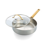 GreenPan Padova Stainless Steel Sauté Pan 24cm – lid partially open