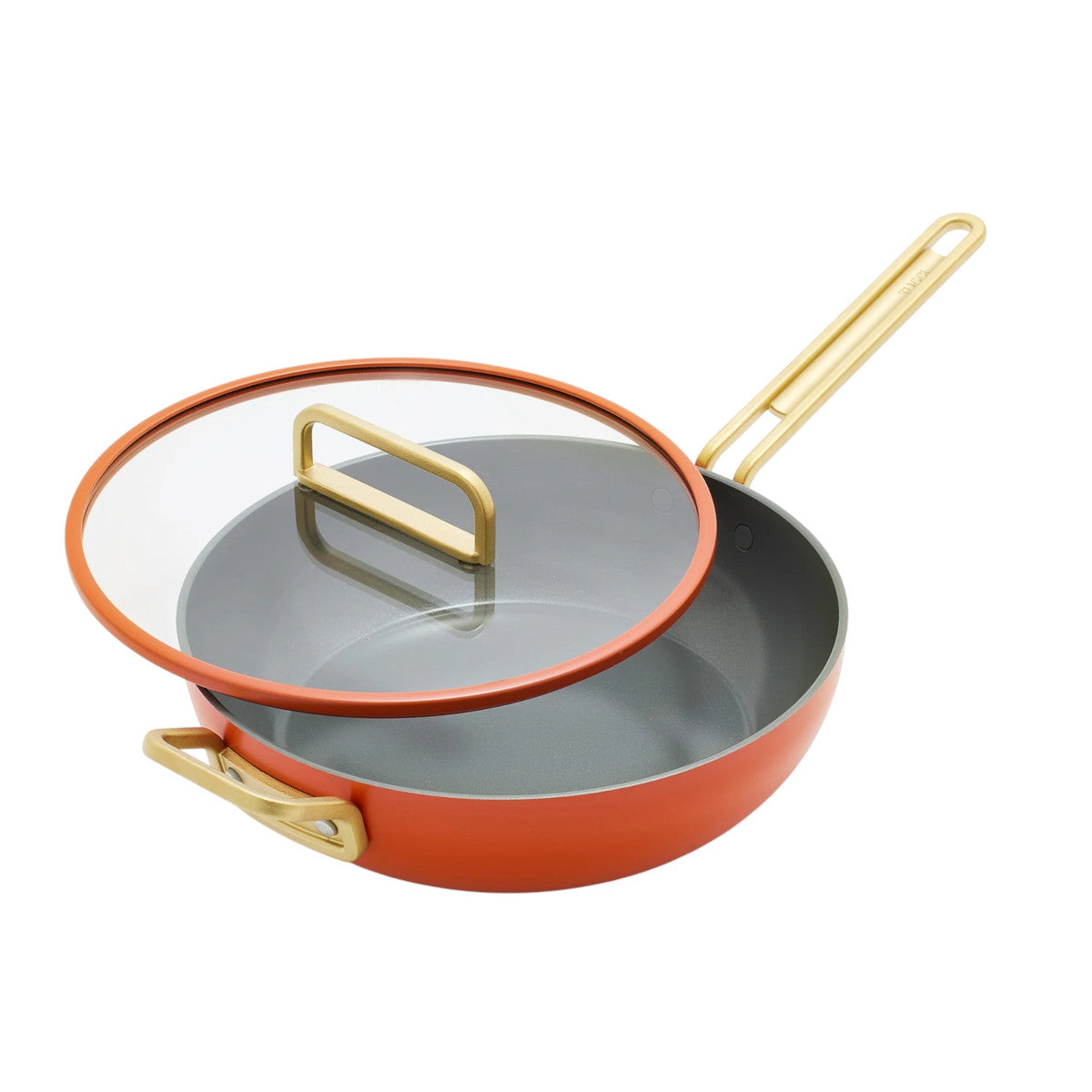 GreenPan Stanley Tucci Pan Junior Orange – product image with glass lid included