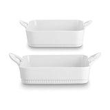 Pillivuyt Toulouse Lasagne Set - front view of two white ceramic baking dishes with handles