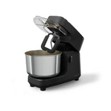 Ooni Halo Core Spiral Mixer in Foundry Black with tilt-head open, showing silicone beater attachment and stainless steel mixing bowl.