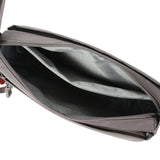 Top-down view of the Hedgren Inner City Eye Neo Crossbody, revealing the spacious main compartment with an internal slip pocket and patterned lining.