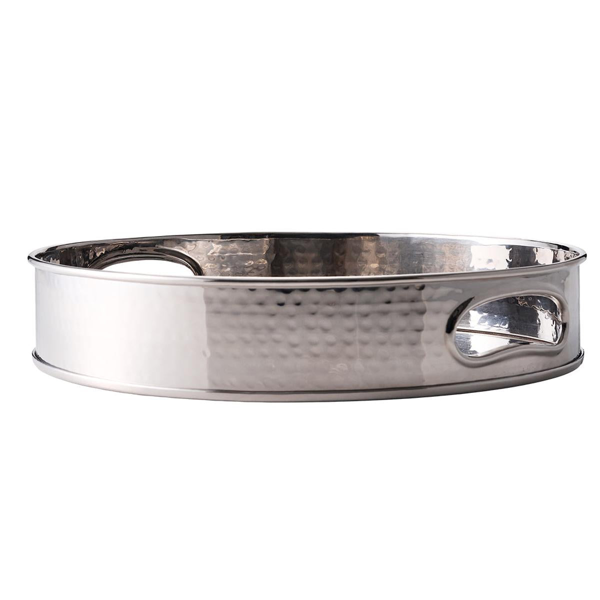 Casero Round Hammered Tray Silver 38cm