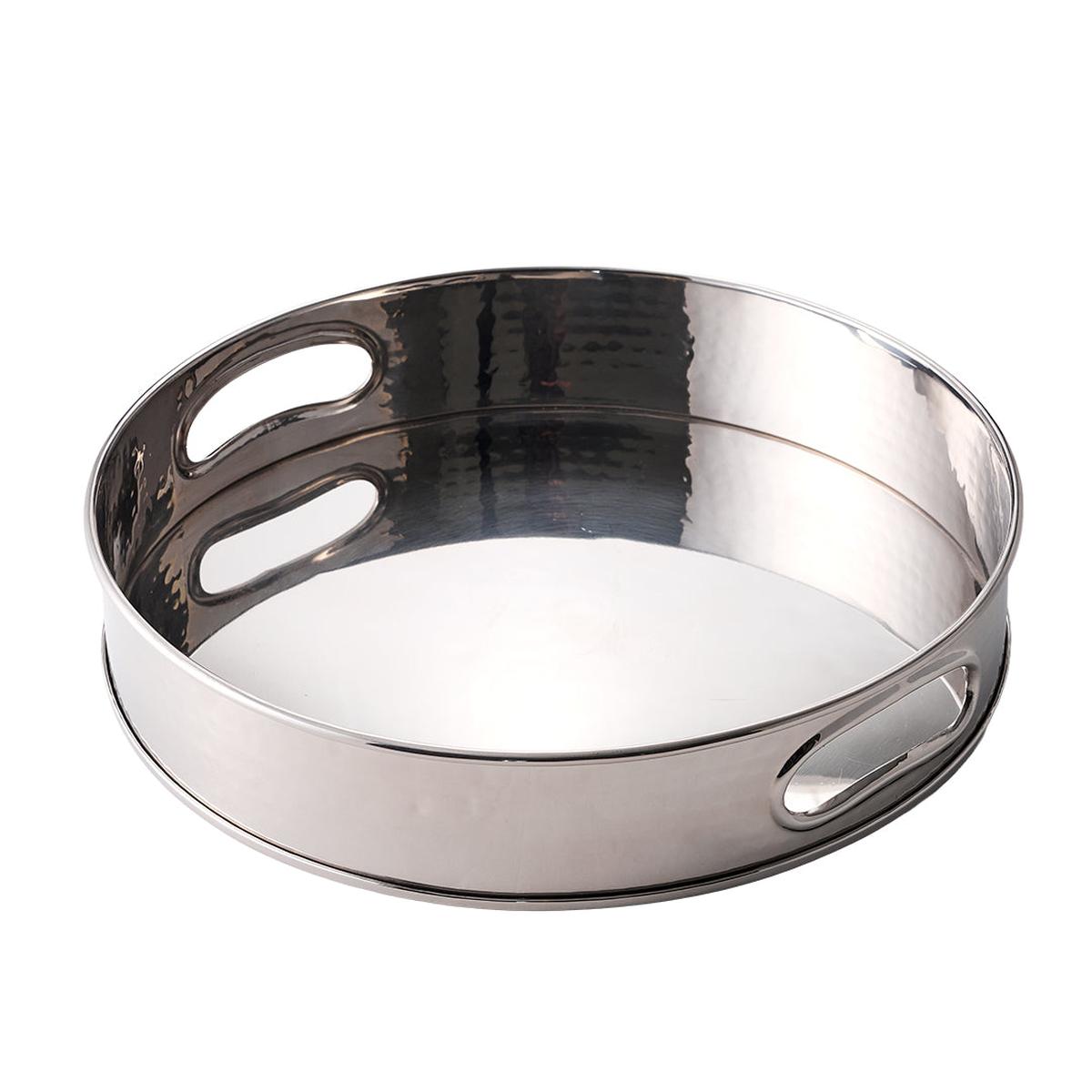 Casero Round Hammered Tray Silver 38cm