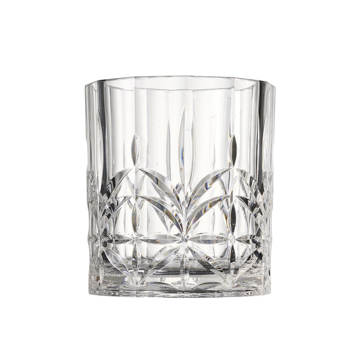 Saltwater Embossed DOF Tumbler 405ml – elegant clear glass tumbler with intricate embossed pattern, perfect for whiskey or cocktails