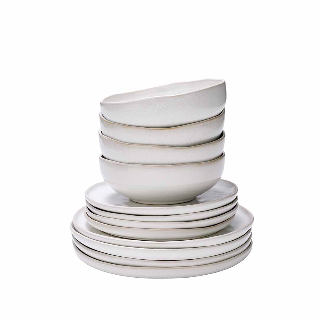 Casero Swirl Dinner Set Linen 12 Piece