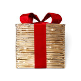 Noel LED Bow Gift Box Gold/Red 40 Lights 30cm