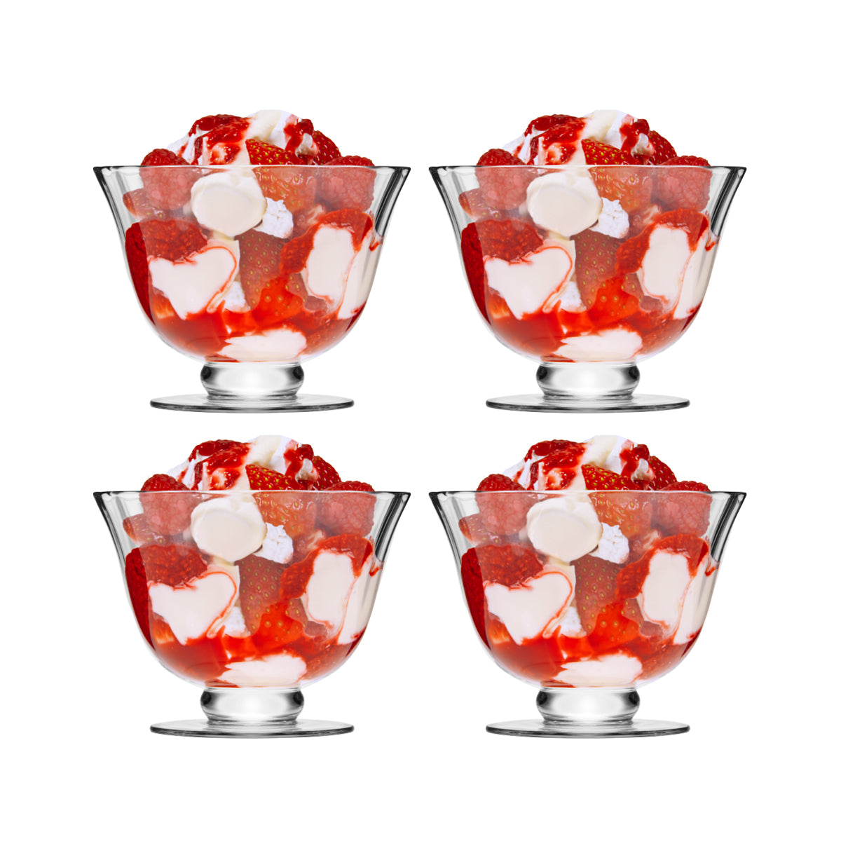 Casero Verre Fluted Glass Coupe Dessert Bowl (Set of 4)