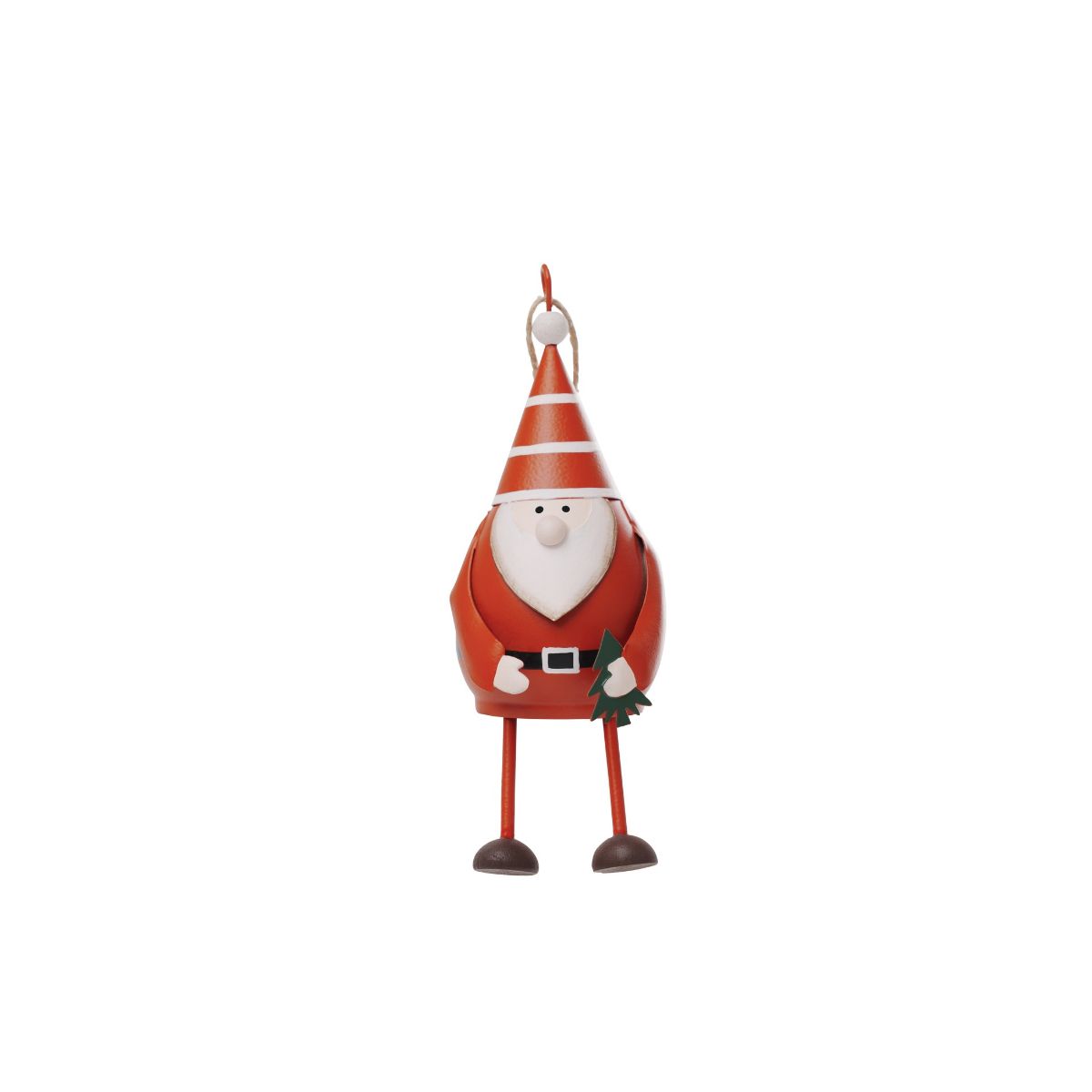 Noel Santa With Tree Metal Hanging Decoration Red 15cm