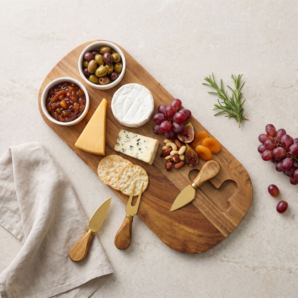 Epicurean Fromage Oval Cheese Serving Set Gold 5 Piece