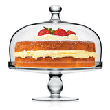 Casero Verre Glass Cake Stand with Dome 28cm