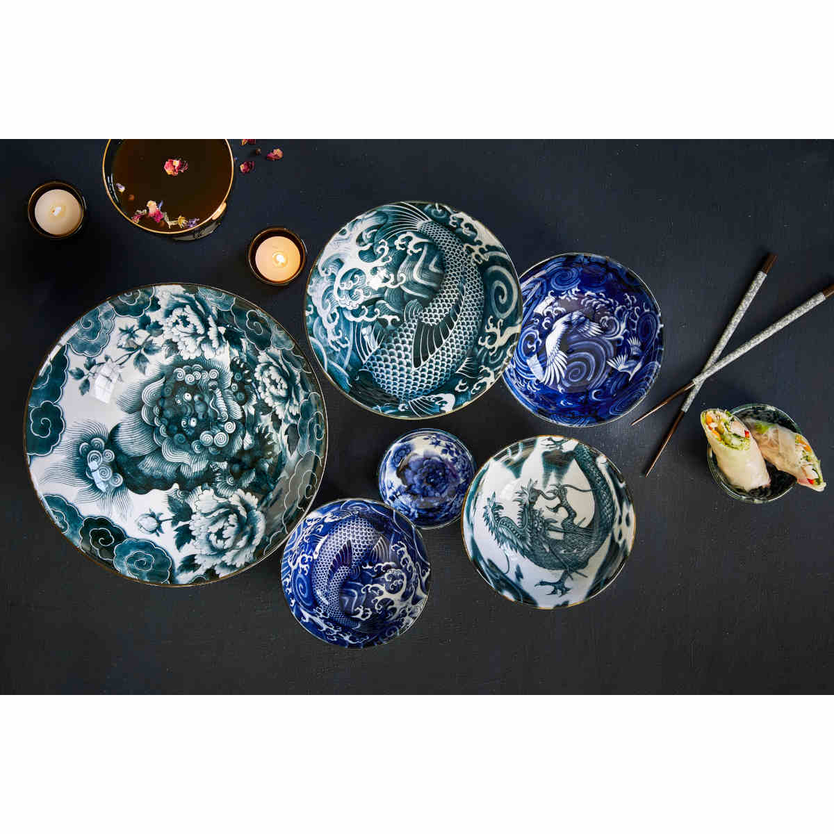 Tokyo Design Japonism Tendon Bowl Blue Carp 17cm