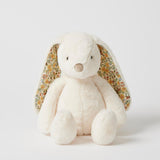 Pilbeam Living Floral Bunny Plush White 38cm – soft plush bunny toy with white fur and floral patterned ears, perfect for gifting.
