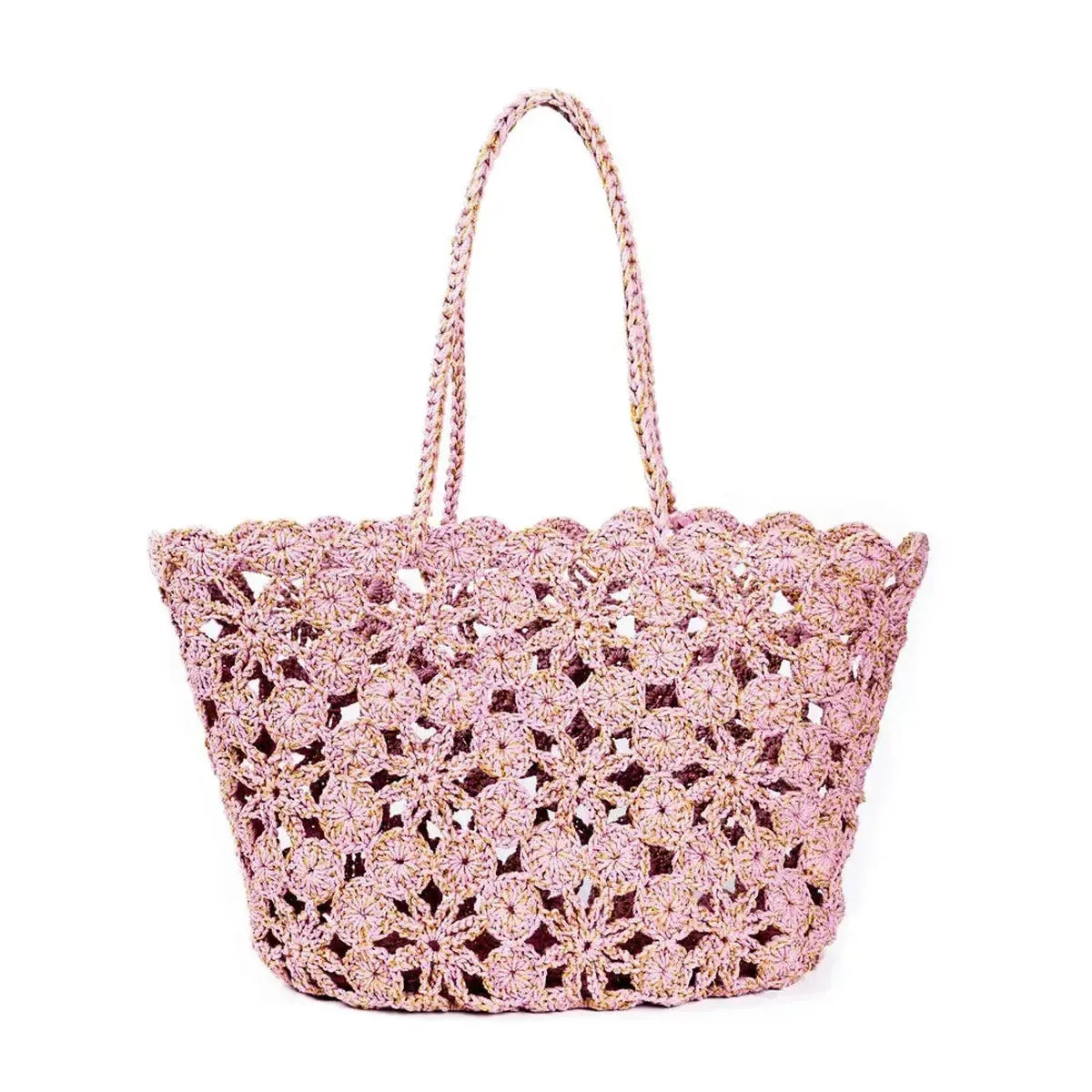 French Bazaar Jane Crochet Basket Tea Rose/Gold | Minimax