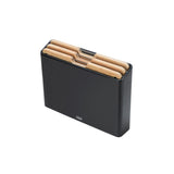Joseph Joseph Folio Steel Bamboo Board Set Black – front view in stand