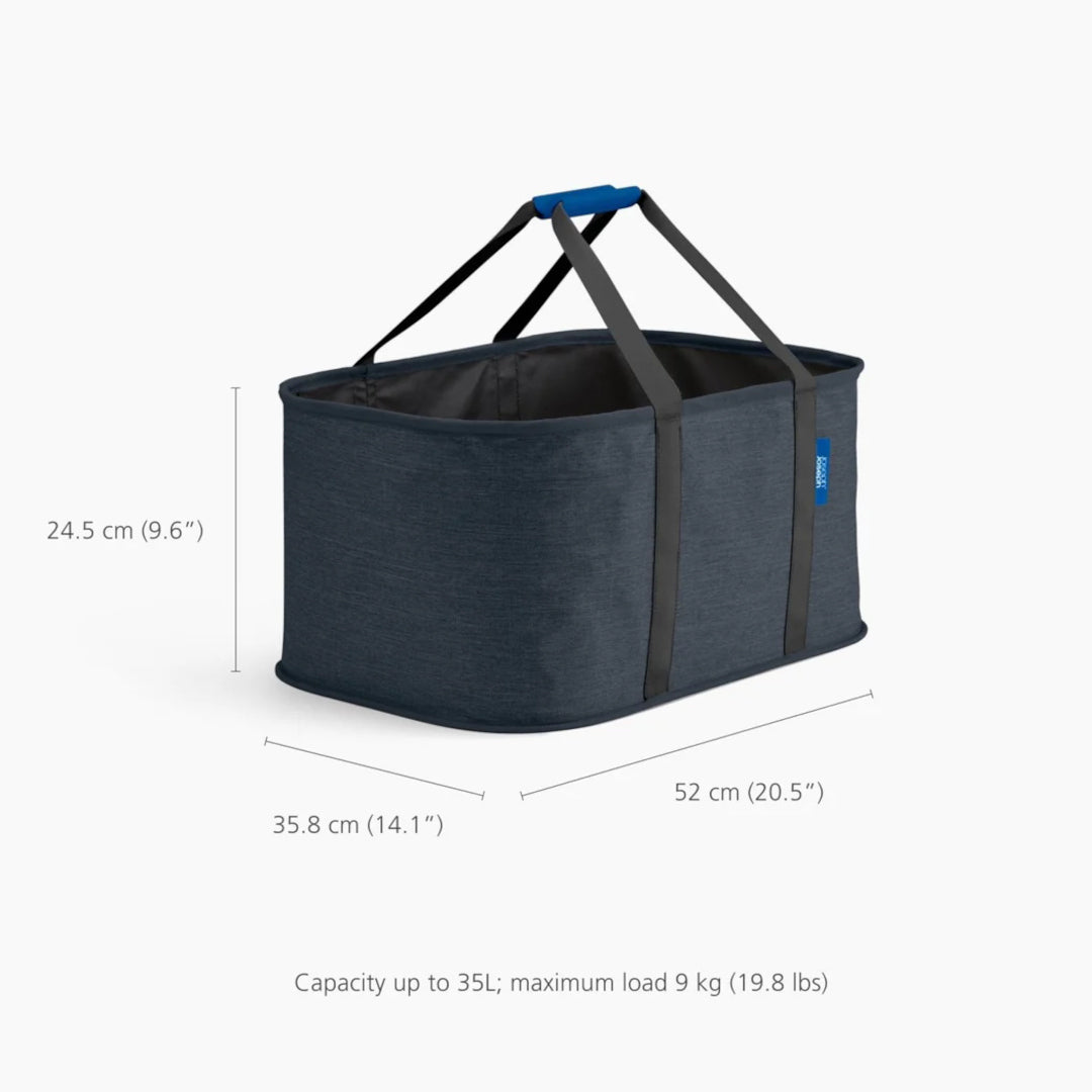 Dimensions and capacity guide showing 35L volume and size details
