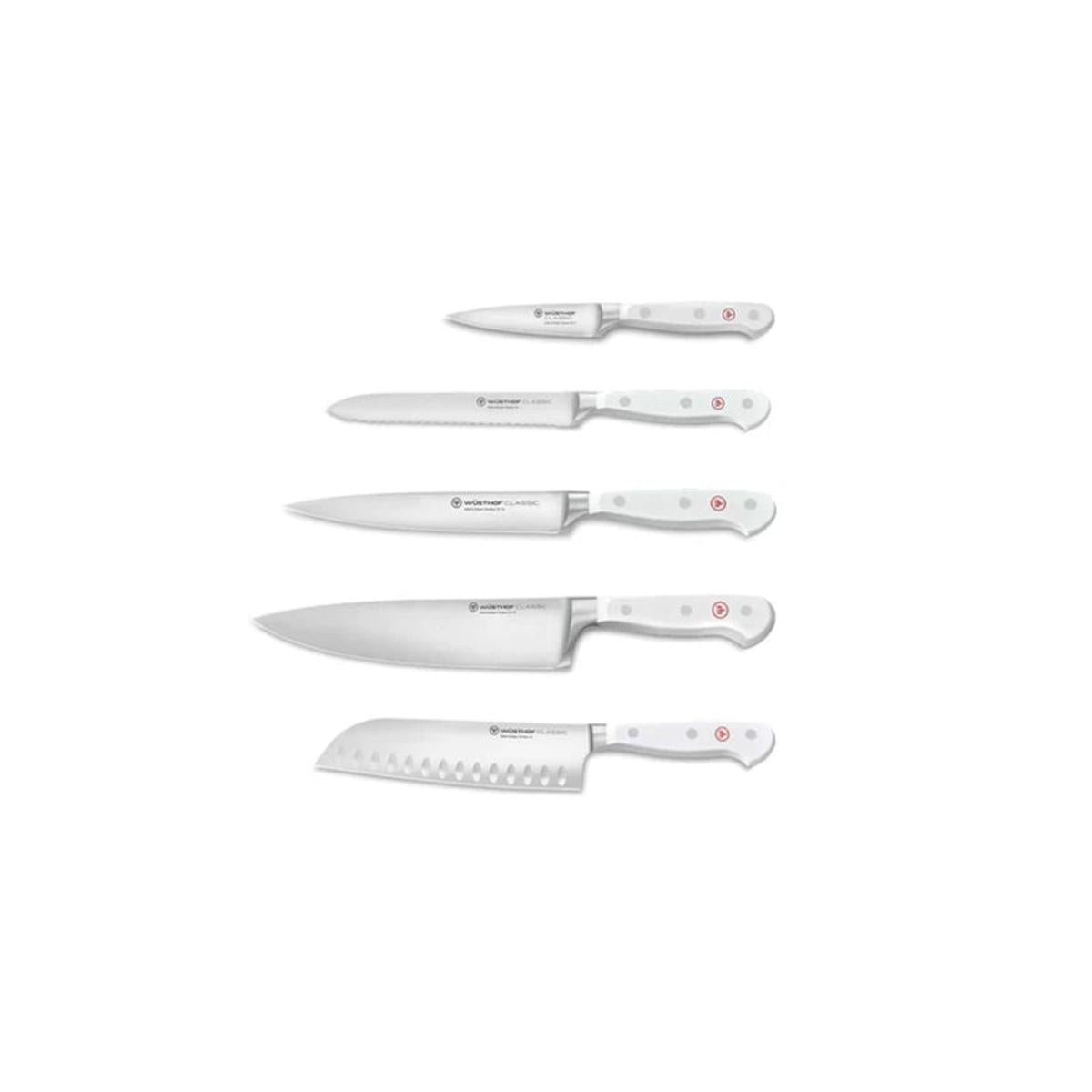 Wusthof Classic White Knife Block Set 6 Piece With Santoku | Minimax