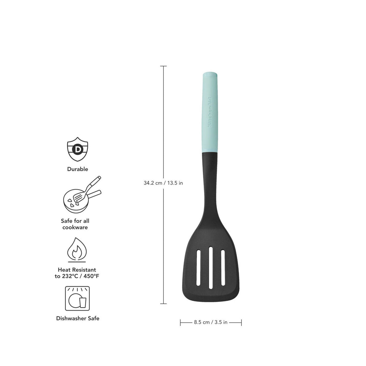 KitchenAid Classic Soft Grip Plastic Slotted Turner Cooking Utensil Mineral Water | Minimax