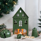 Lune Enamel Tealight House Green 17x29cm