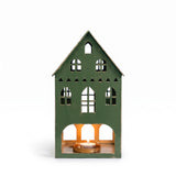 Lune Enamel Tealight House Green 17x29cm