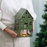 Lune Enamel Tealight House Green 17x29cm